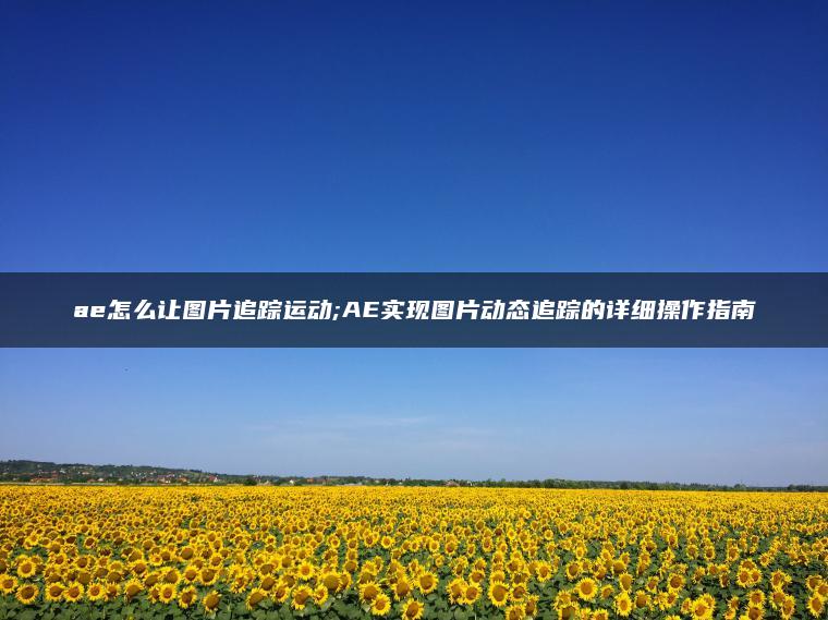 ae怎么让图片追踪运动;AE实现图片动态追踪的详细操作指南