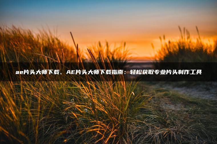 ae片头大师下载、AE片头大师下载指南：轻松获取专业片头制作工具