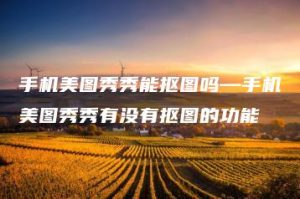 手机美图秀秀能抠图吗—手机美图秀秀有没有抠图的功能 | ae插件合集