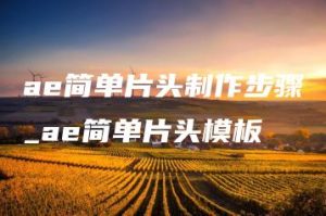 ae简单片头制作步骤_ae简单片头模板 | ae插件合集