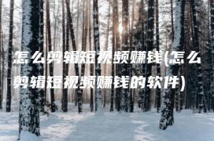 怎么剪辑短视频赚钱(怎么剪辑短视频赚钱的软件) | ae插件合集