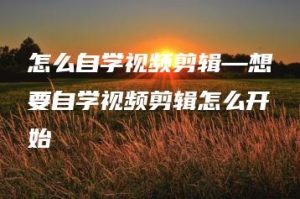 怎么自学视频剪辑—想要自学视频剪辑怎么开始 | ae插件合集