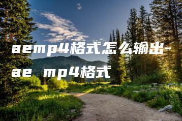 aemp4格式怎么输出-ae mp4格式 | ae插件合集