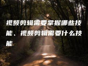 视频剪辑需要掌握哪些技能、视频剪辑需要什么技能 | ae插件合集