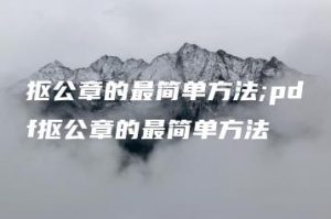 抠公章的最简单方法;pdf抠公章的最简单方法 | ae插件合集