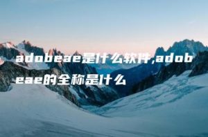 adobeae是什么软件,adobeae的全称是什么 | ae插件合集