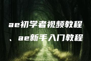 ae初学者视频教程、ae新手入门教程 | ae插件合集