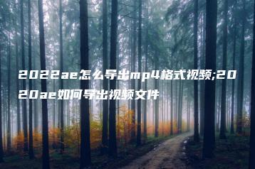 2022ae怎么导出mp4格式视频;2020ae如何导出视频文件 | ae插件合集