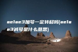 ae1ae3加号一定转移吗(ae1ae3减号是什么意思) | ae插件合集