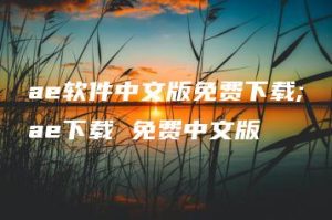 ae软件中文版免费下载;ae下载 免费中文版 | ae插件合集