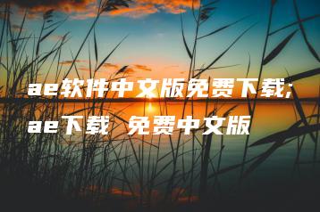 ae软件中文版免费下载;ae下载 免费中文版 | ae插件合集