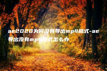 ae2020为何没有导出mp4格式-ae导出没有mp4格式怎么办 | ae插件合集