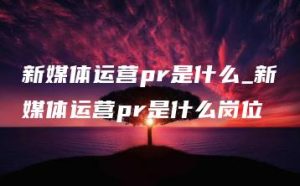 新媒体运营pr是什么_新媒体运营pr是什么岗位 | ae插件合集