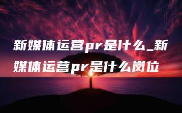 新媒体运营pr是什么_新媒体运营pr是什么岗位 | ae插件合集
