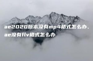 ae2020版本没有mp4格式怎么办、ae没有flv格式怎么办 | ae插件合集