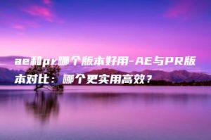 ae和pr哪个版本好用-AE与PR版本对比：哪个更实用高效？ | ae插件合集