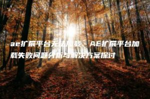 ae扩展平台无法加载、AE扩展平台加载失败问题分析与解决方案探讨 | ae插件合集