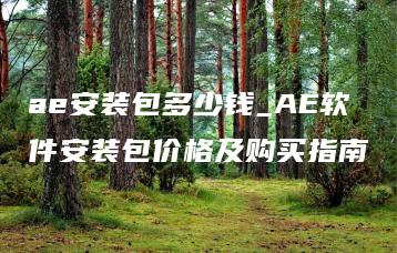 ae安装包多少钱_AE软件安装包价格及购买指南 | ae插件合集