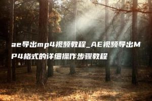 ae导出mp4视频教程_AE视频导出MP4格式的详细操作步骤教程 | ae插件合集