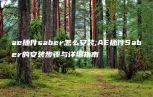 ae插件saber怎么安装;AE插件Saber的安装步骤与详细指南 | ae插件合集