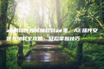 ae的插件如何加载到ae里、AE插件安装与加载全攻略：轻松掌握技巧 | ae插件合集