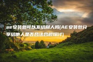 ae安装包可以发给别人吗(AE安装包分享给他人是否合法合规探讨) | ae插件合集