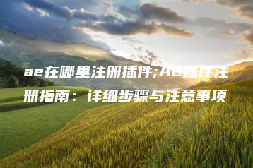 ae在哪里注册插件;AE插件注册指南：详细步骤与注意事项 | ae插件合集