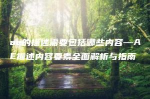 ae的描述需要包括哪些内容—AE描述内容要素全面解析与指南 | ae插件合集