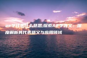 ae学代表什么意思;探索AE学含义：深度解析其代表意义与应用领域 | ae插件合集