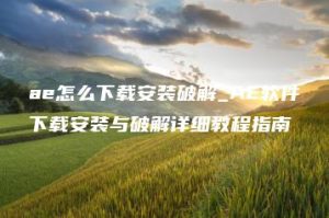 ae怎么下载安装破解_AE软件下载安装与破解详细教程指南 | ae插件合集