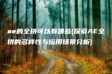 ae的全拼可以有哪些(探索AE全拼的多样性与应用场景分析) | ae插件合集