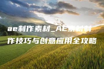 ae制作素材_AE素材制作技巧与创意应用全攻略 | ae插件合集