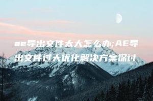 ae导出文件太大怎么办;AE导出文件过大优化解决方案探讨 | ae插件合集