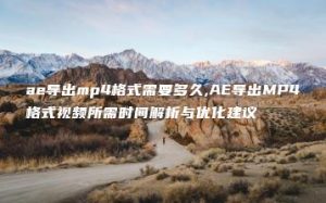 ae导出mp4格式需要多久,AE导出MP4格式视频所需时间解析与优化建议 | ae插件合集