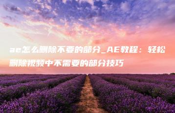 ae怎么删除不要的部分_AE教程：轻松删除视频中不需要的部分技巧 | ae插件合集