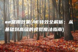 ae常用效果(AE特效全解析：从基础到高级的视觉魔法指南) | ae插件合集