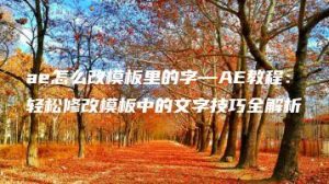 ae怎么改模板里的字—AE教程：轻松修改模板中的文字技巧全解析 | ae插件合集