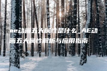 ae动画五大属性是什么_AE动画五大属性解析与应用指南 | ae插件合集