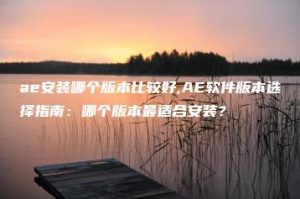 ae安装哪个版本比较好,AE软件版本选择指南：哪个版本最适合安装？ | ae插件合集