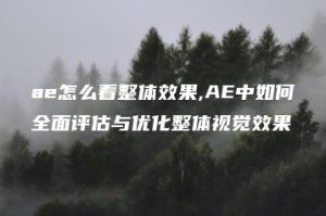 ae怎么看整体效果,AE中如何全面评估与优化整体视觉效果 | ae插件合集