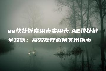 ae快捷键常用表实用表;AE快捷键全攻略：高效操作必备实用指南 | ae插件合集