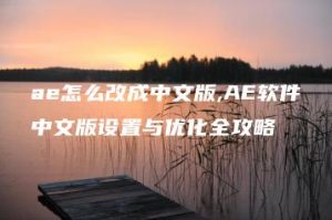 ae怎么改成中文版,AE软件中文版设置与优化全攻略 | ae插件合集