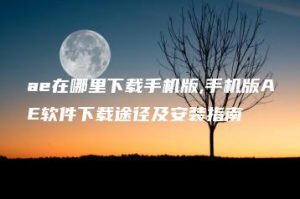 ae在哪里下载手机版,手机版AE软件下载途径及安装指南 | ae插件合集