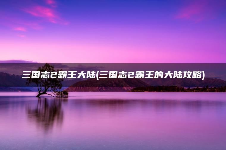 三国志2霸王大陆(三国志2霸王的大陆攻略)