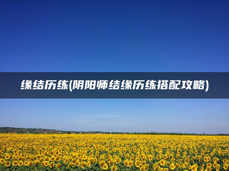 缘结历练(阴阳师结缘历练搭配攻略)