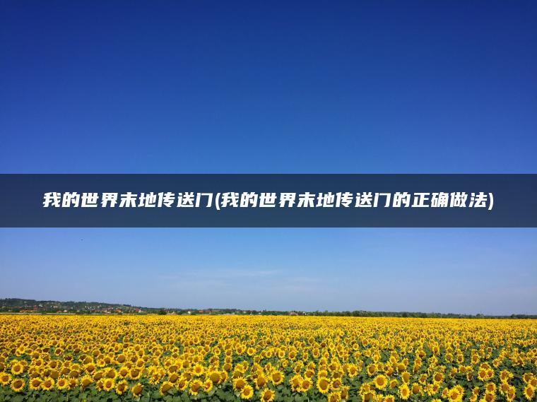我的世界末地传送门(我的世界末地传送门的正确做法)
