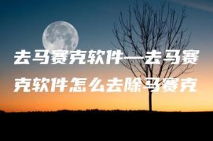 去马赛克软件—去马赛克软件怎么去除马赛克 | ae插件合集