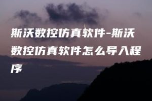 斯沃数控仿真软件-斯沃数控仿真软件怎么导入程序 | ae插件合集
