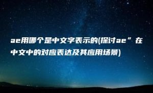 ae用哪个是中文字表示的(探讨ae”在中文中的对应表达及其应用场景) | ae插件合集