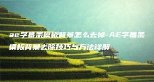 ae字幕条模板背景怎么去掉-AE字幕条模板背景去除技巧与方法详解 | ae插件合集